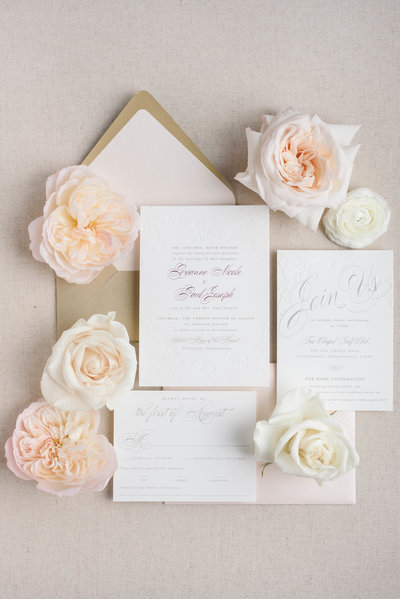 Peach and Green Floral Wedding Invitations