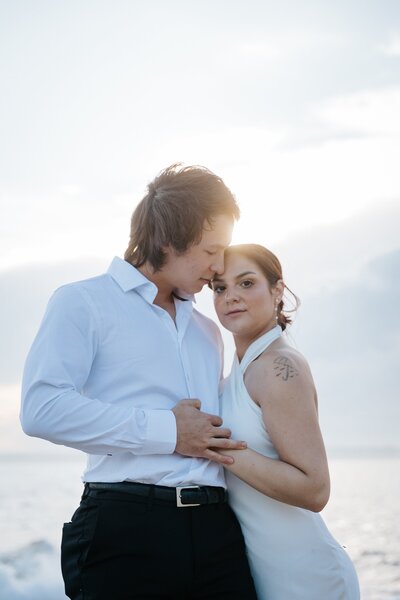 Sunset photo session for engaged couple