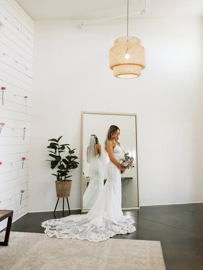 Bride getting ready at The Willow Wedding Venue with natural light.