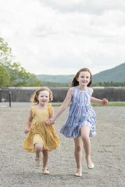 girls running Biltmore Estate Asheville, NC family photography