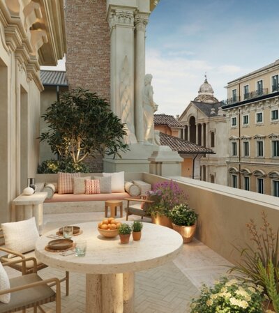 Luxurious balcony at a fancy hotel