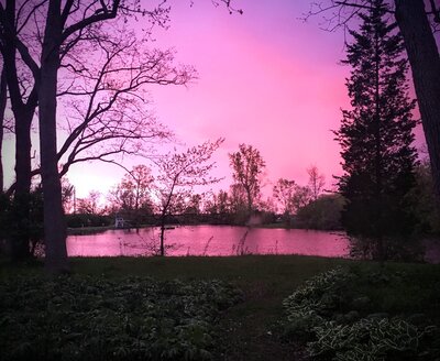 Pink sunset at Toledo Wedding Venue outdoors