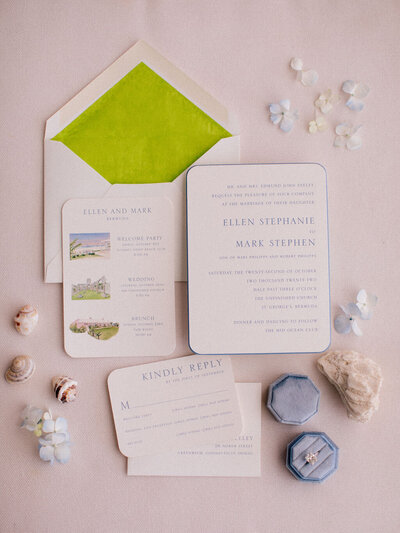 Wedding stationery flatlay