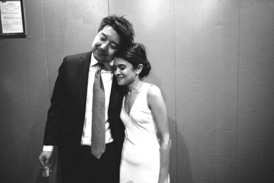 Mira Park Photography NY based wedding photographer black and white wedding portrait at Greenpoint Loft in Brooklyn NY