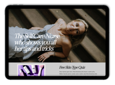 Mockup of website on an iPad
