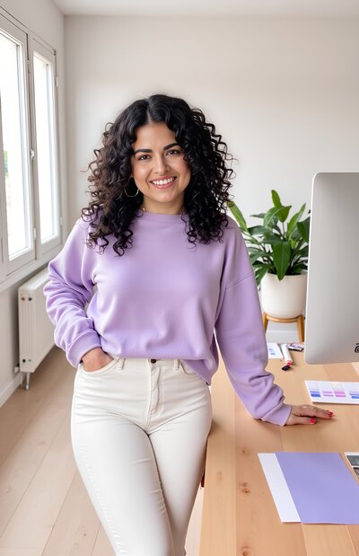 Owner in her design studio