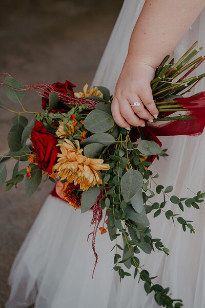 photo of bride holding bouquet