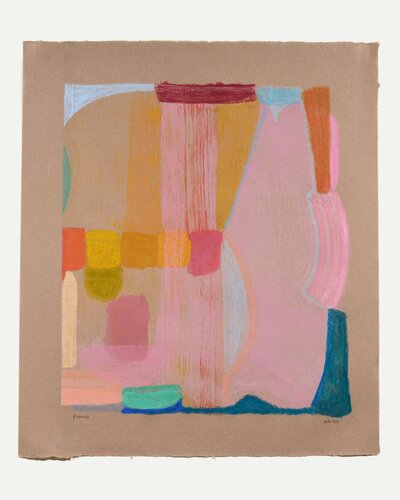 'Finch' by Anna Kunz – a monotype with hand coloring on kozo paper, measuring 24 3/4 x 21 1/2 inches.