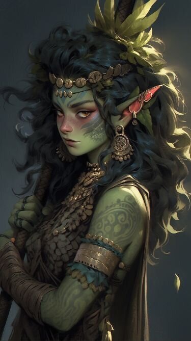 Detail of a female goblin