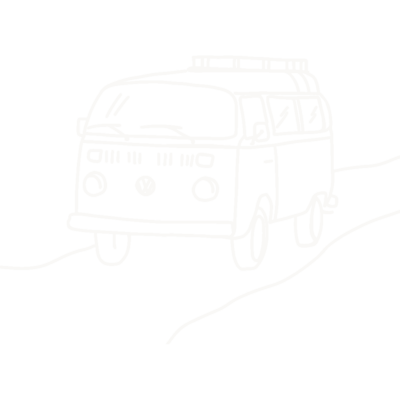 White illustration of a volkswagon  bus