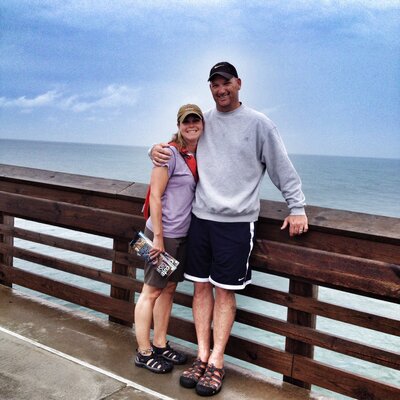 Shelley with husband Garrett at the beach