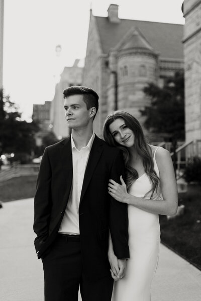 elegant engagement photos downtown