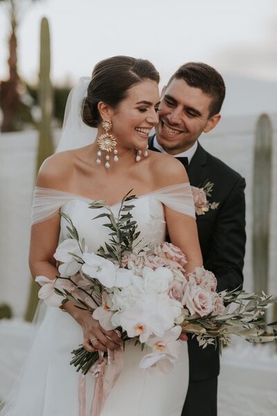 smiling bride and groom hair and makeup by eva hair and makeup sydney