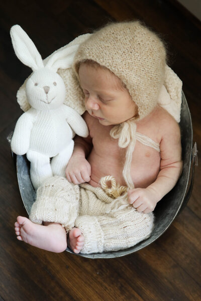 Newborn photo of sleeping baby | Taken By Maine Photographer | Storybook Photography By Heidi