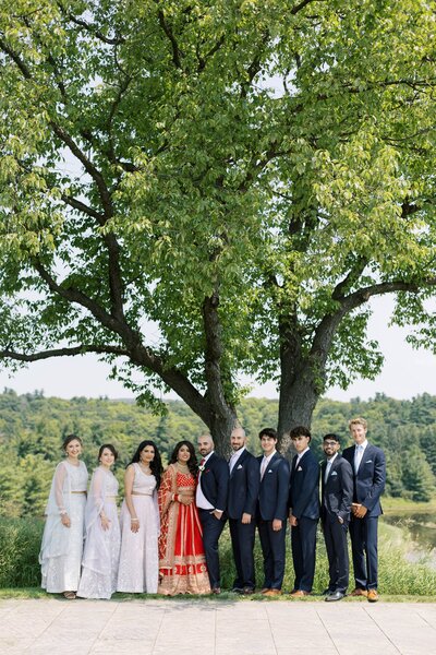 Bride and groom with wedding party