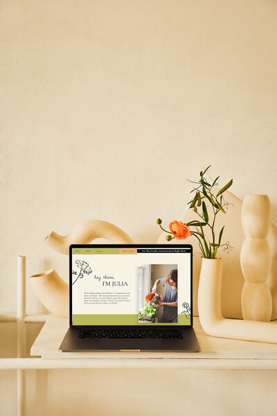 computer screen showing a website design for a flower shop