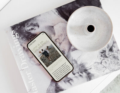 Showit website template for elopement photographers shown on iPhone