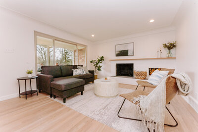 modern living room with hardwood floors