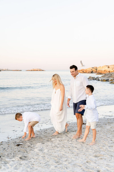 Family walking on the beach