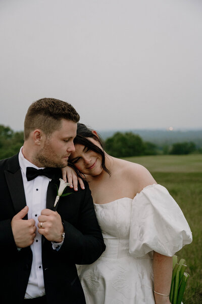Bride and Groom enjoying a moment together on a beautiful spring Massachusetts wedding