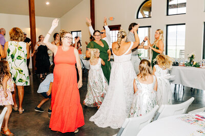 Wedding reception dancing in main event building at U Diamond Barn in Helena, MT
