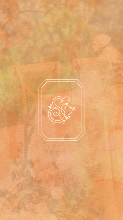 Spell Events stamp logo on top of a tablescape photo with a coral overlay
