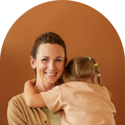 mother holding daughter