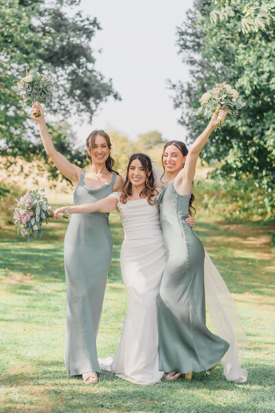 Light and airy cheshire wedding photographer of bridesmaids