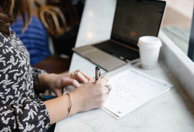 website copywriter taking notes