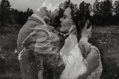 close up of a couple putting their wedding rings on at the ceremony