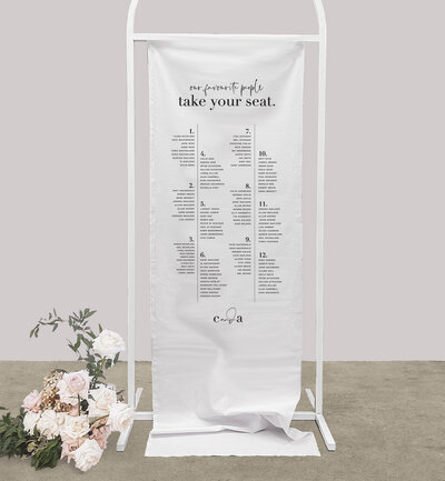 Big Love linen seating chart for your wedding printed by State of Elliott