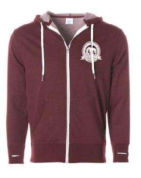 Crimson adult zip-up sweatshirt with Conway's Pub & Eatery Logo 