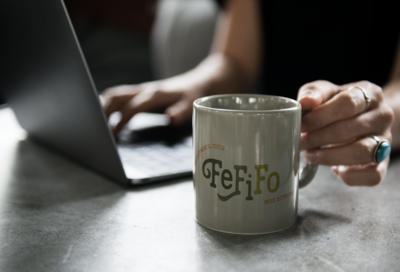 Mockup of coffee mug with branding