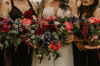Moody dark bridal bouquet at Weston Gardens