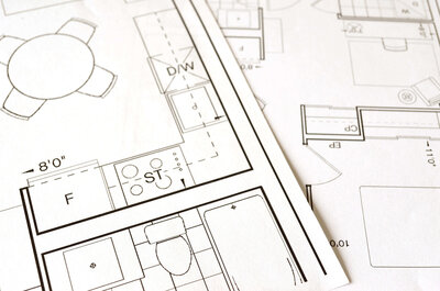 Blue print of kitchen