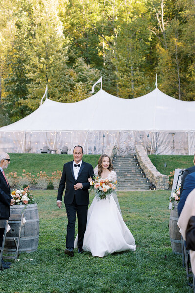 Bride and groom being introduced at Cross Keys Vineyard.