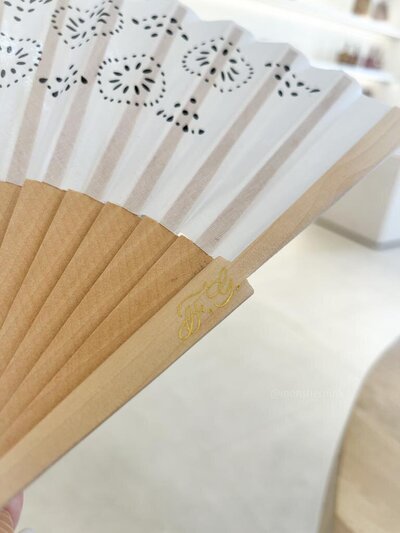 Hot foiled wooden hand fan