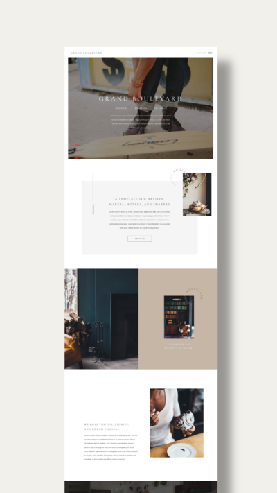 Grand Boulevard Showit website template for wedding photographers