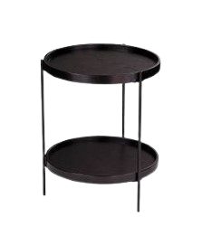Round black metal side table