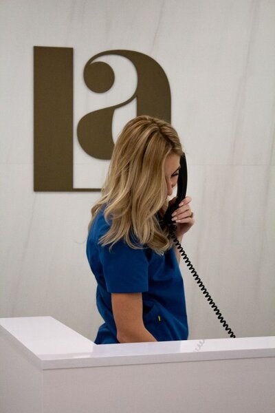 woman answering phone