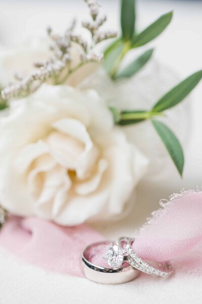 Elegant Wedding details , Wedding florals and Engagement ring.