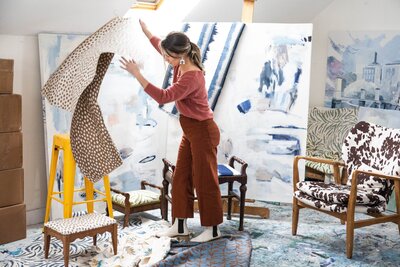 Image of a neutral, boho, bedroom