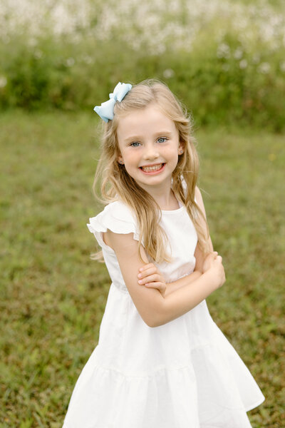 Little girl smiling during Indianapolis family photos