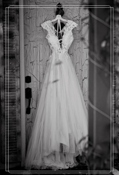 Hanging wedding dress