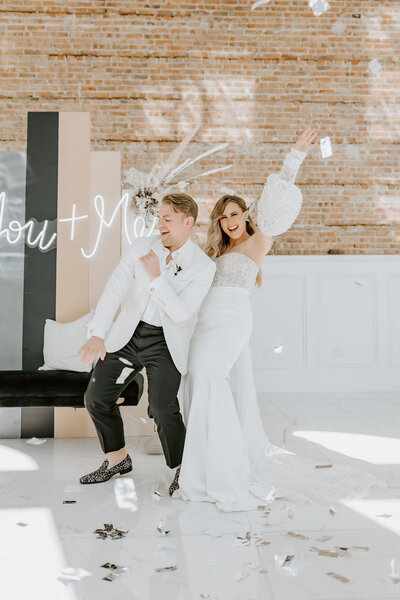 Wedding couple fun photo
