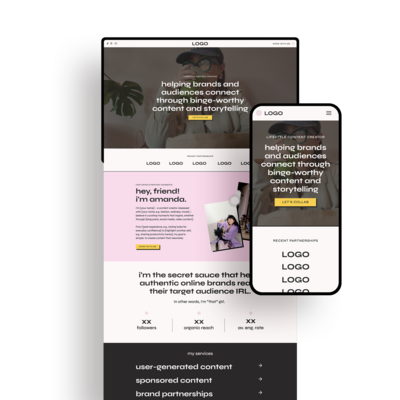 Showit website template for content creators