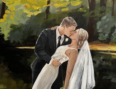 painting of bride and groom