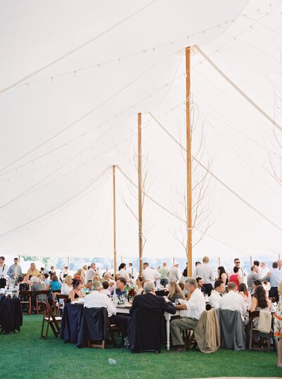 Tented wedding reception in upstate New York in the Catskills Mountains.