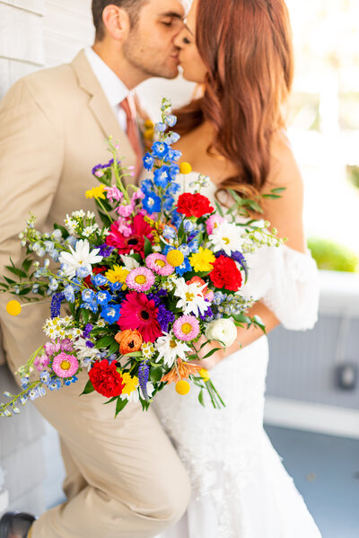 colorful wedding rainbow flowers