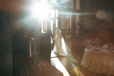 Couple exchanging vows during a glowing golden hour wedding ceremony in Cincinnati